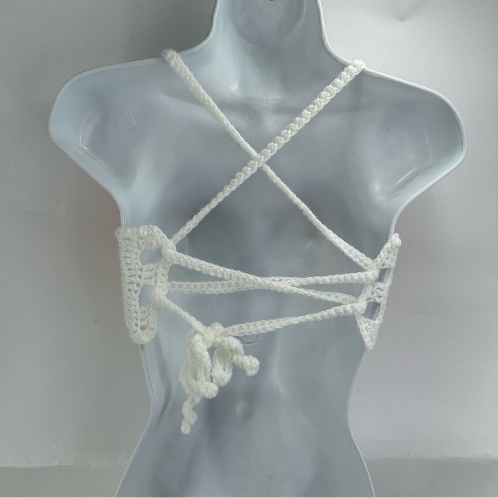 Handmade Napper brand rainbow crop top halter adjustable pride crochet XL NEW - Picture 7 of 16